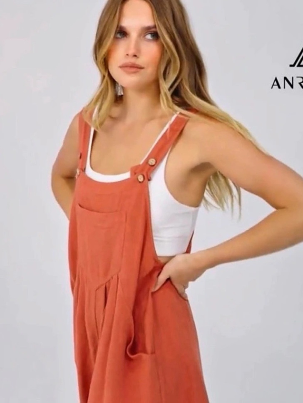 Anrabess Orange Overall Romper Like New